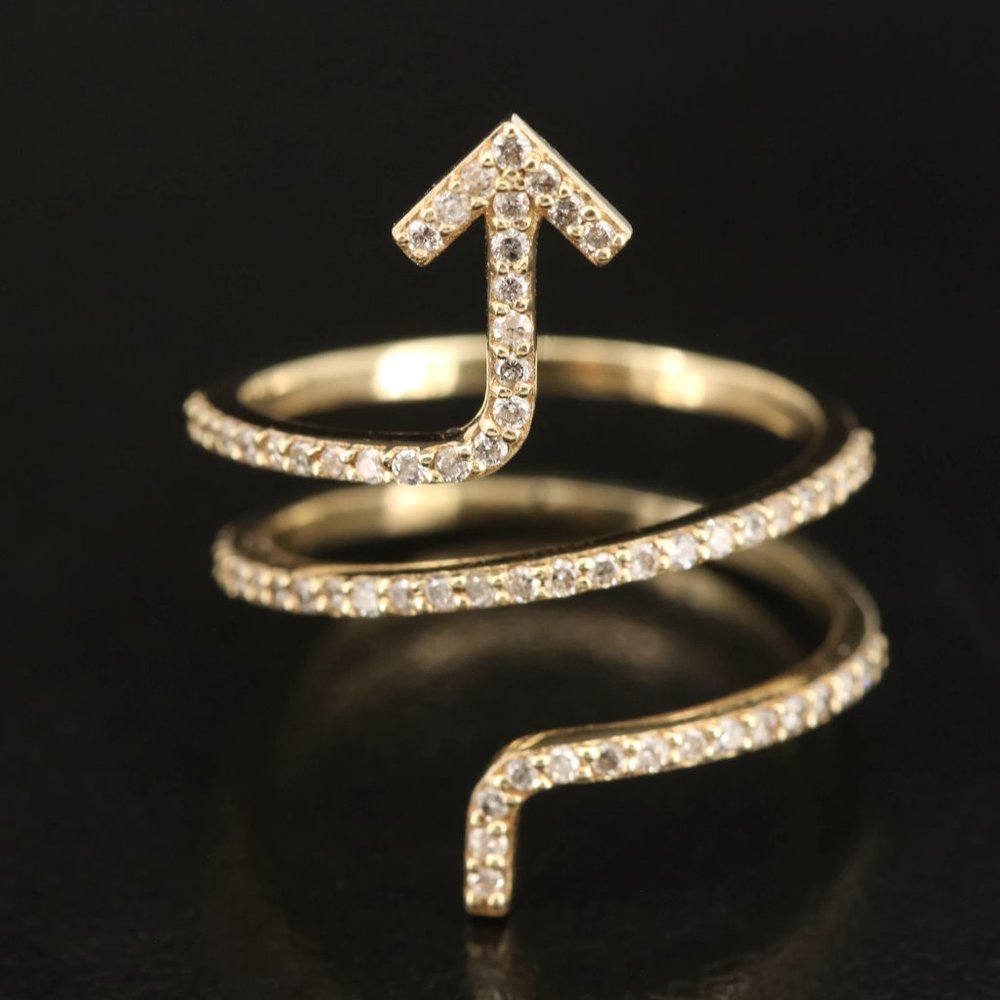 14k Vintage .41 ctw Diamond Arrow Wrap Ring